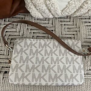 Michael Kors White and Brown Crossbody Bag